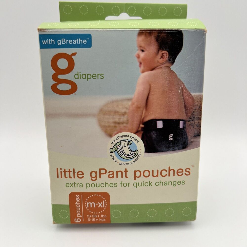 New gDiaper Pouches / liners 1 Pack- Size Medium-XL 13-36 Pounds 6 Pouches